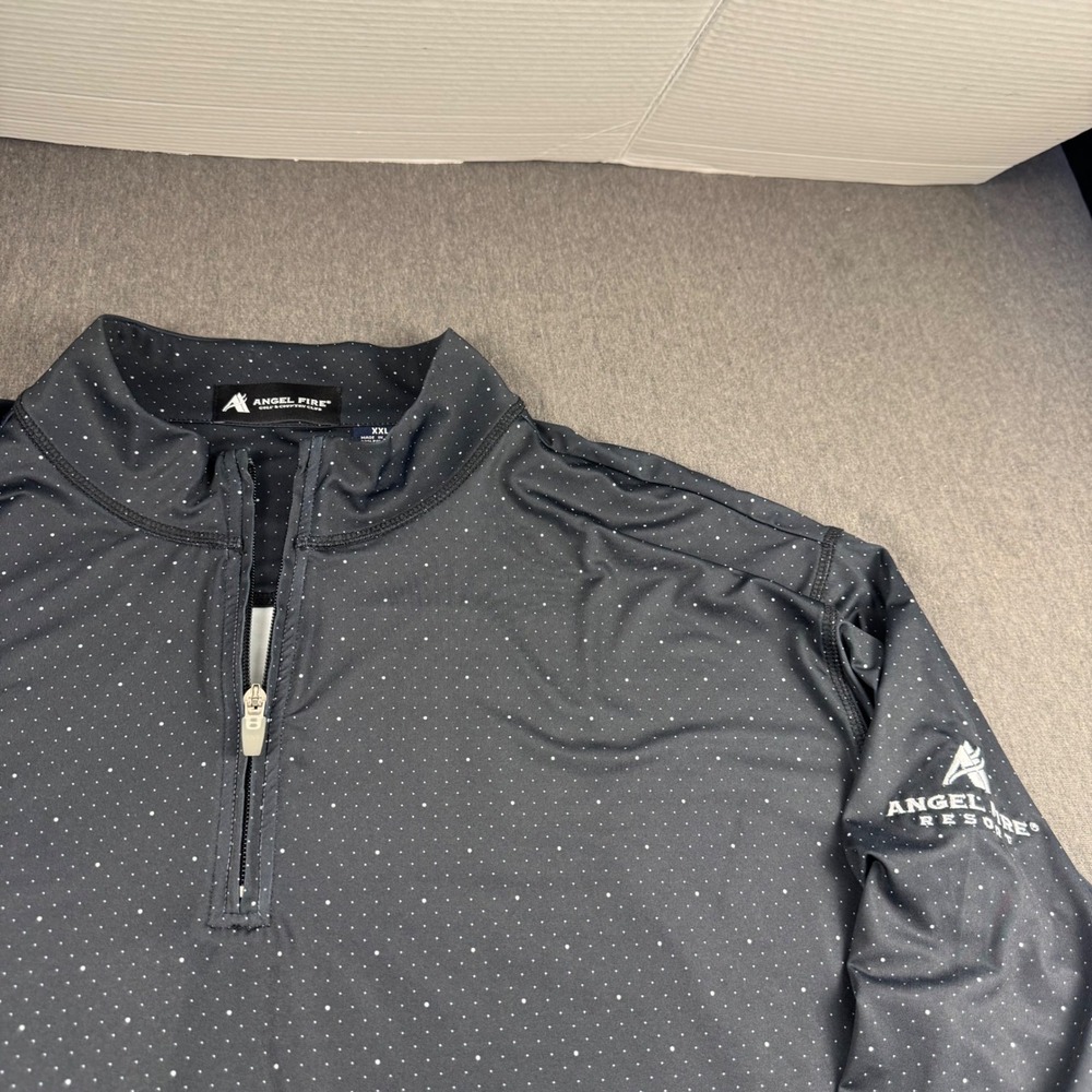 Angel Fire Golf Country Club Mens XXL 1/4 Zip Pullover Grey Dot Bamboo Charcoal - Picture 2 of 10